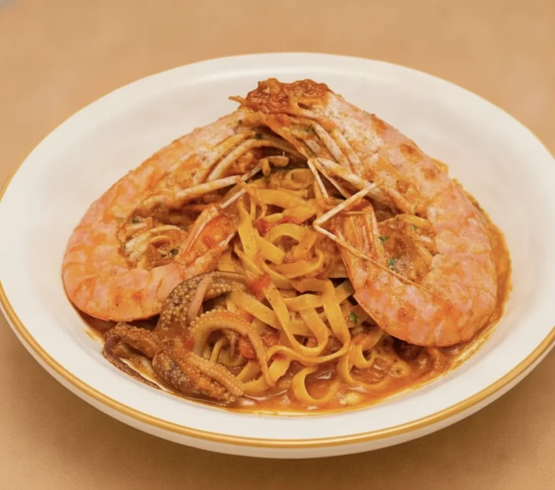 Argentinian prawn & calamari pasta with hand-made noodles